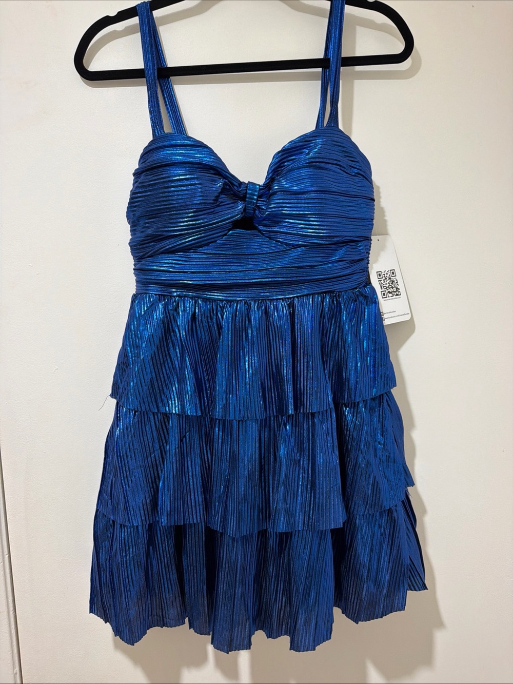 Emerald Sundae Shimmery Royal Blue Tiered Mini Dress